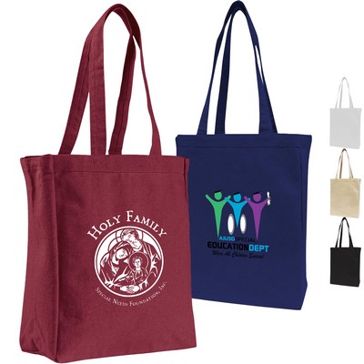 12 Oz Convention Cotton Canvas Tote Bag W/ Gusset USA Decorated (10" X 14" X 4")