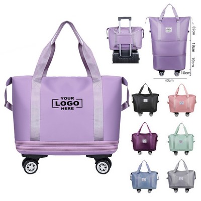 Expandable Wheeled Duffel Bag Dry Wet Separate Luggage For Business Travel Gym & College